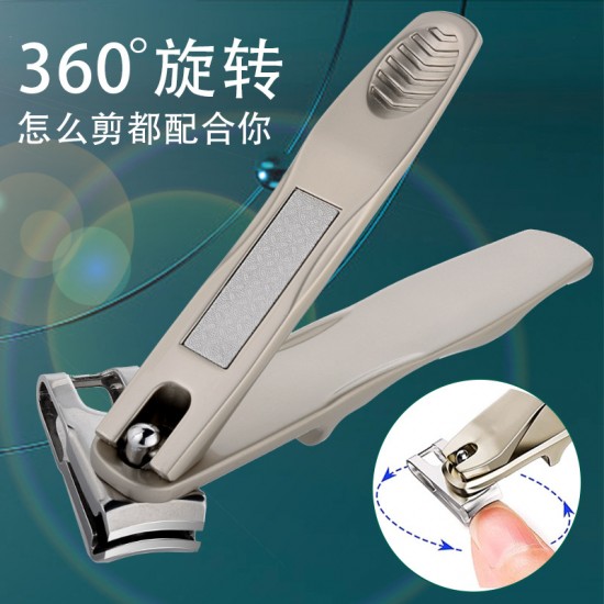 不锈钢指甲刀 大开口家用便携360度旋转指甲剪