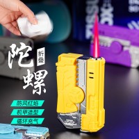 个性指尖解压陀螺折叠打火机充气直冲打火机（2个）